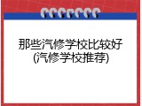 那些汽修学校比较好(汽修学校推荐)