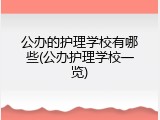 公办的护理学校有哪些(公办护理学校一览)