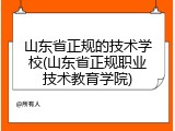 山东省正规的技术学校(山东省正规职业技术教育学院)