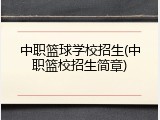 中职篮球学校招生(中职篮校招生简章)
