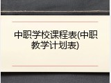 中职学校课程表(中职教学计划表)
