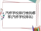 汽修学校排行榜找哪家(汽修学校排名)