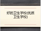 好的卫生学校(优质卫生学校)