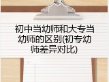 初中当幼师和大专当幼师的区别(初专幼师差异对比)