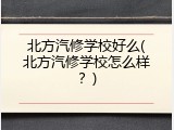 北方汽修学校好么(北方汽修学校怎么样？)