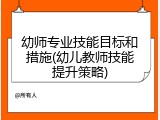 幼师专业技能目标和措施(幼儿教师技能提升策略)