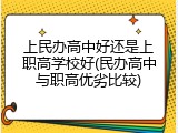 上民办高中好还是上职高学校好(民办高中与职高优劣比较)