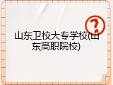 山东卫校大专学校(山东高职院校)