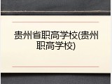 贵州省职高学校(贵州职高学校)
