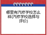 哪里有汽修学校怎么样(汽修学校选择与评价)