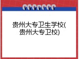 贵州大专卫生学校(贵州大专卫校)