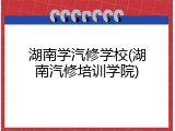 湖南学汽修学校(湖南汽修培训学院)