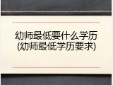 幼师最低要什么学历(幼师最低学历要求)