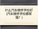 什么汽车维修学校好(汽车维修学校哪家强？)
