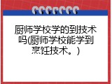 厨师学校学的到技术吗(厨师学校能学到烹饪技术。)