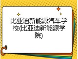 比亚迪新能源汽车学校(比亚迪新能源学院)
