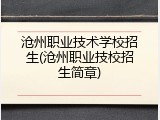 沧州职业技术学校招生(沧州职业技校招生简章)