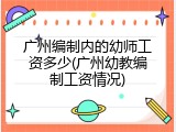 广州编制内的幼师工资多少(广州幼教编制工资情况)