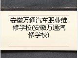 安徽万通汽车职业维修学校(安徽万通汽修学校)