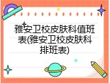 雅安卫校皮肤科值班表(雅安卫校皮肤科排班表)