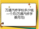 万通汽修学校多少钱一个月(万通汽修学费月均)