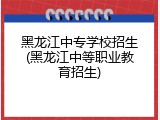 黑龙江中专学校招生(黑龙江中等职业教育招生)