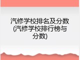 汽修学校排名及分数(汽修学校排行榜与分数)