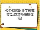 公办幼师职业学校推荐(公办幼师职校优选)