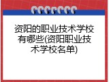 资阳的职业技术学校有哪些(资阳职业技术学校名单)