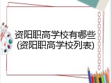 资阳职高学校有哪些(资阳职高学校列表)