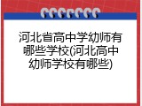 河北省高中学幼师有哪些学校(河北高中幼师学校有哪些)