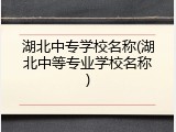 湖北中专学校名称(湖北中等专业学校名称)