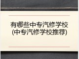有哪些中专汽修学校(中专汽修学校推荐)