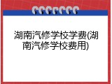 湖南汽修学校学费(湖南汽修学校费用)