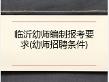 临沂幼师编制报考要求(幼师招聘条件)