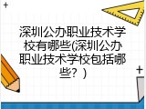 深圳公办职业技术学校有哪些(深圳公办职业技术学校包括哪些？)