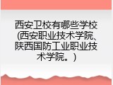 西安卫校有哪些学校(西安职业技术学院、陕西国防工业职业技术学院。)