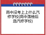 高中没考上上什么汽修学校(高中落榜后选汽修学校)