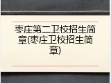 枣庄第二卫校招生简章(枣庄卫校招生简章)