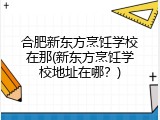 合肥新东方烹饪学校在那(新东方烹饪学校地址在哪？)