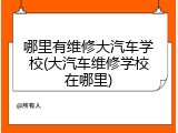哪里有维修大汽车学校(大汽车维修学校在哪里)