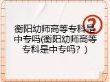 衡阳幼师高等专科是中专吗(衡阳幼师高等专科是中专吗？)