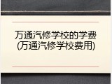 万通汽修学校的学费(万通汽修学校费用)