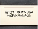 湖北汽车维修培训学校(湖北汽修培训)