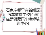 石家庄哪里有新能源汽车维修学校(石家庄新能源汽车维修培训中心)