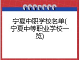 宁夏中职学校名单(宁夏中等职业学校一览)
