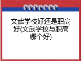 文武学校好还是职高好(文武学校与职高哪个好)