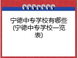 宁德中专学校有哪些(宁德中专学校一览表)
