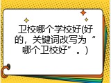 卫校哪个学校好(好的，关键词改写为&ldquo;哪个卫校好&rdquo;。)