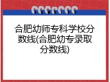 合肥幼师专科学校分数线(合肥幼专录取分数线)